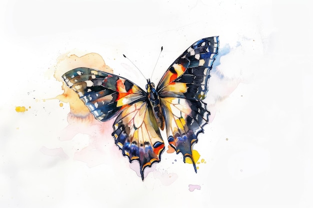 Peinture à l'aquarelle d'un papillon sur fond blanc