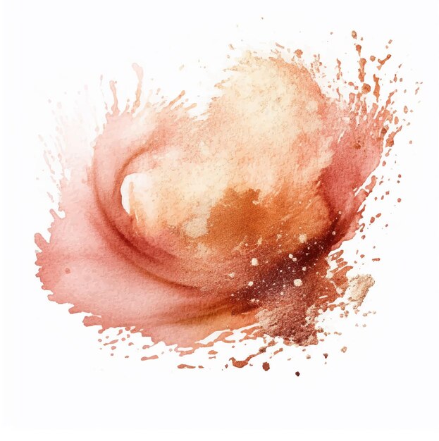 Une peinture à l'aquarelle d'une peinture rose et orange avec un fond blanc.