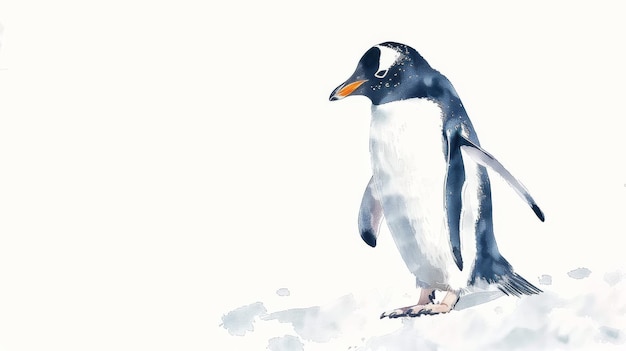 Peinture à l'aquarelle d'un pingouin sur un fond blanc isolé