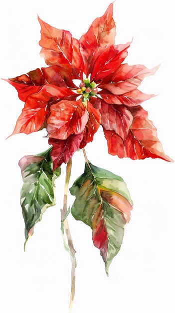 une peinture à l'aquarelle d'un poinsettia