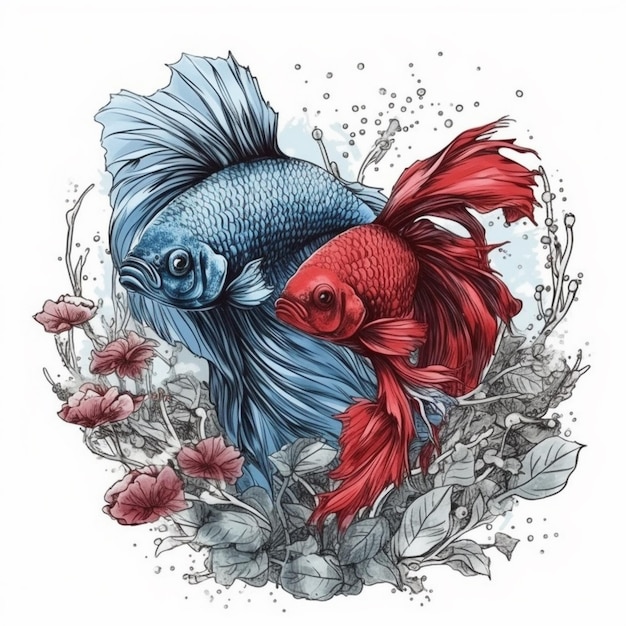 Peinture à l'aquarelle de poisson betta