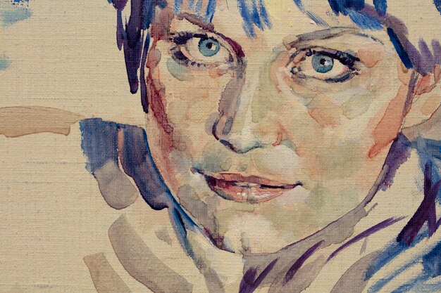 peinture à l'aquarelle portrait de femme à la main