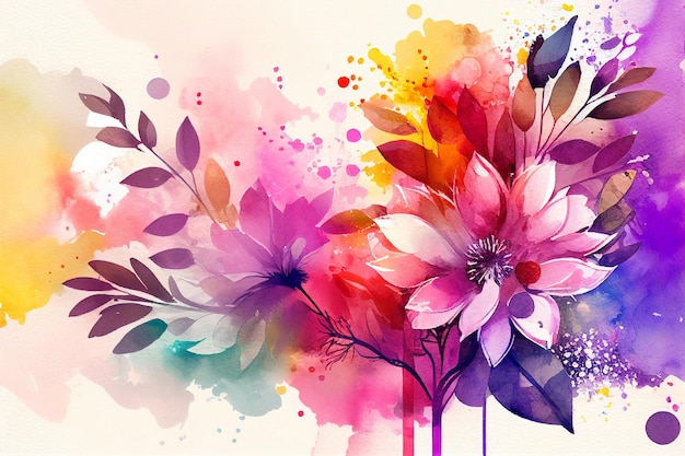 Peinture à l'aquarelle pour les fleurs d'amour de la Journée de la femme Business DesignGenerative AI