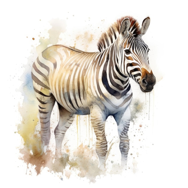 Peinture à l'aquarelle de quagga avec fond blanc