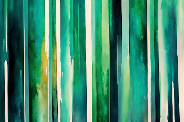 peinture à l'aquarelle de rayures verticales dans des tons de vert et de couleur