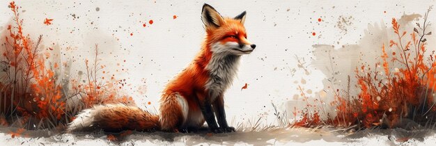 Peinture à l'aquarelle de renard mignon
