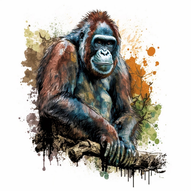 Peinture à l'aquarelle d'un singe
