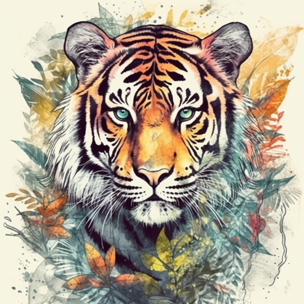 Peinture à l'aquarelle d'un tigre