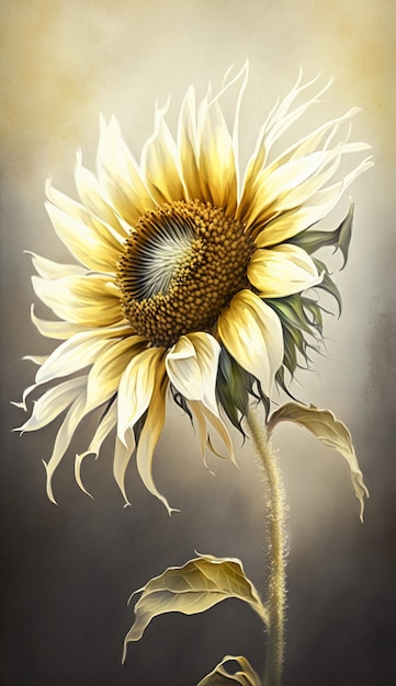 Peinture à l'aquarelle de tournesol en fleurs