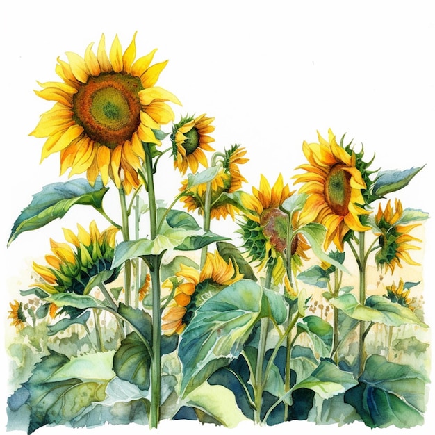 Photo une peinture à l'aquarelle d'un tournesol