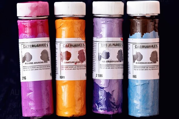 Peinture à l'aquarelle en tube de couleurs variées Photographie professionnelle générée par l'IA