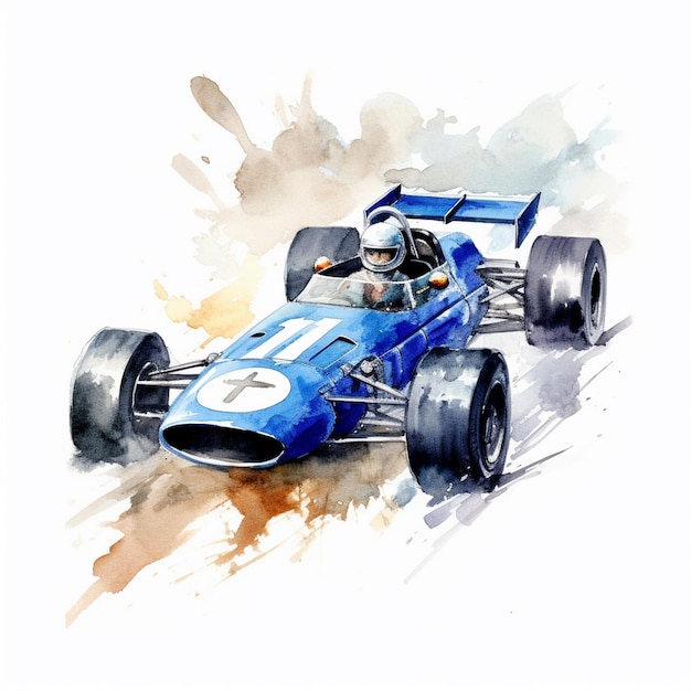 Peinture à l'aquarelle d'une voiture de course