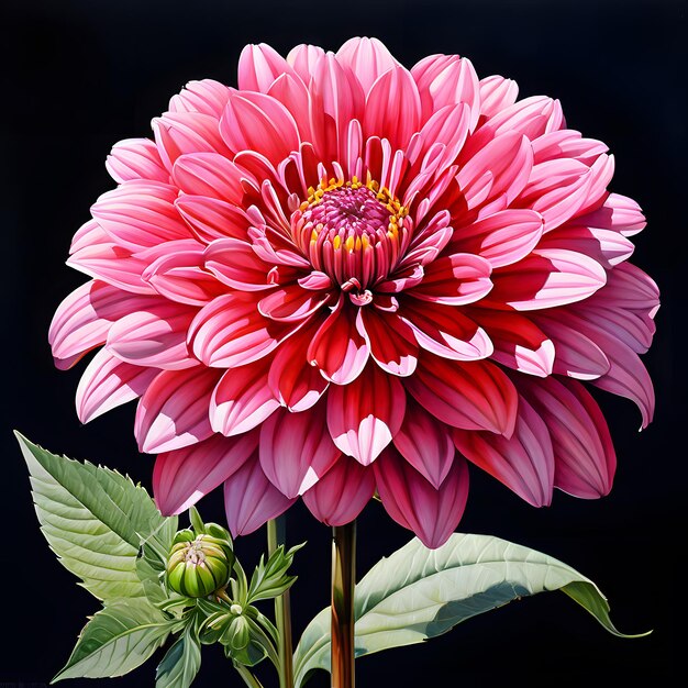 Peinture à l'aquarelle de zinnia sur fond blanc