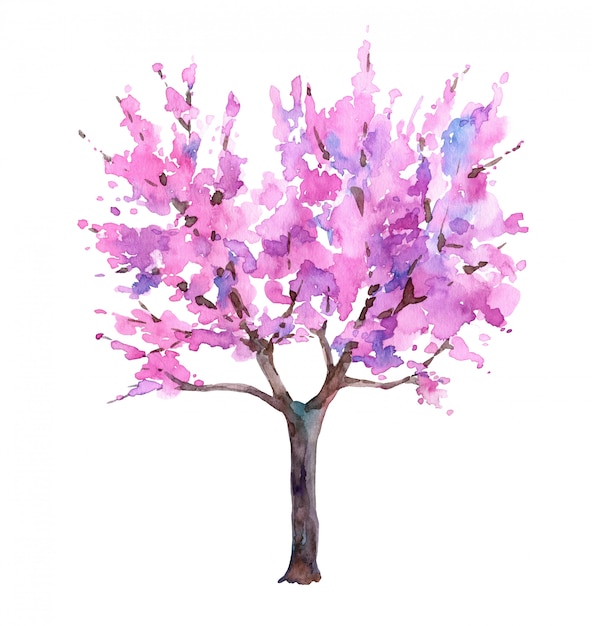 Photo une peinture d'un arbre de fleur de cerisier