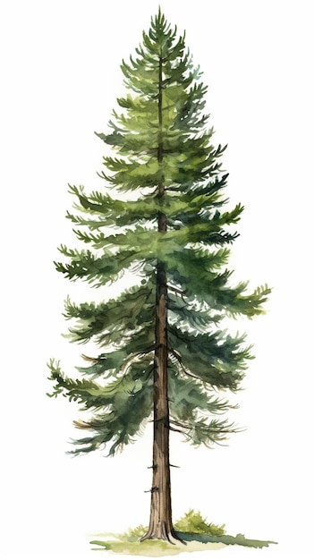 Une peinture d'un arbre avec un fond blanc et une base verte générative ai