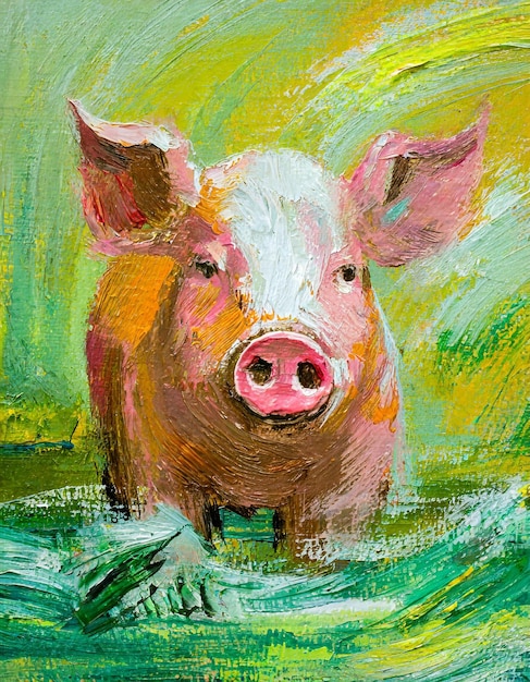 Photo peinture d'art abstrait du cochon