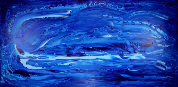 Peinture d'art abstrait de voiture bleue