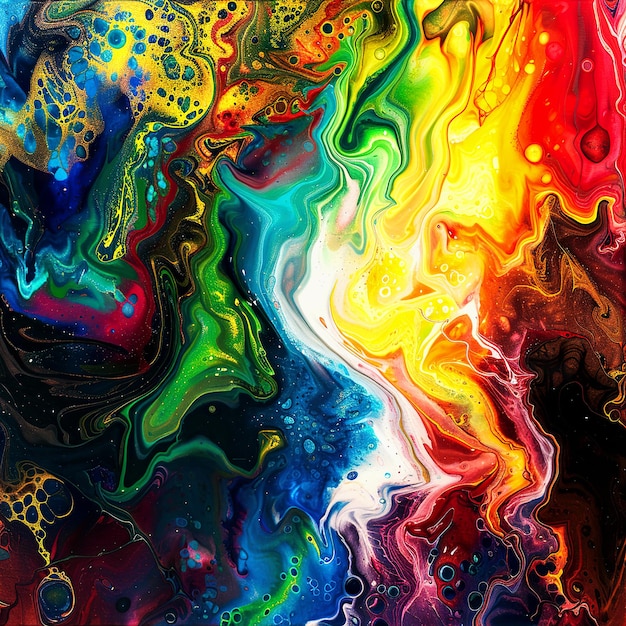 Photo peinture d'art fluide abstraite avec des couleurs vives fond de peinture à ondes abstraites