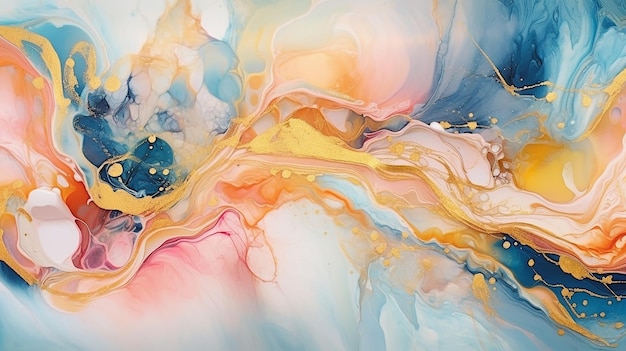 Peinture d'art fluide abstraite de luxe naturel à l'encre d'alcool AI générative