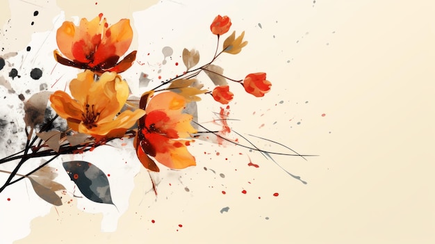 une peinture artistique de fleurs sur fond beige