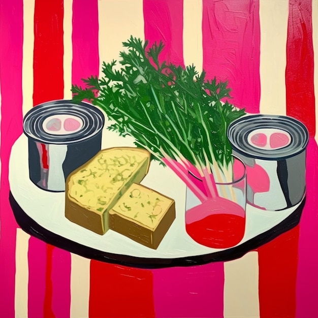 peinture d'une assiette avec un sandwich ai génératif