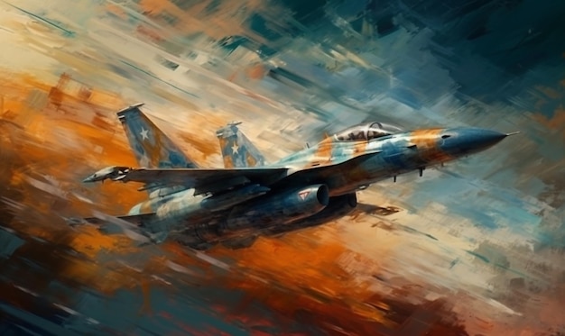 Une peinture d'un avion de chasse avec le numéro 7 dessus
