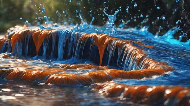 La peinture bleue coulant dans l'eau