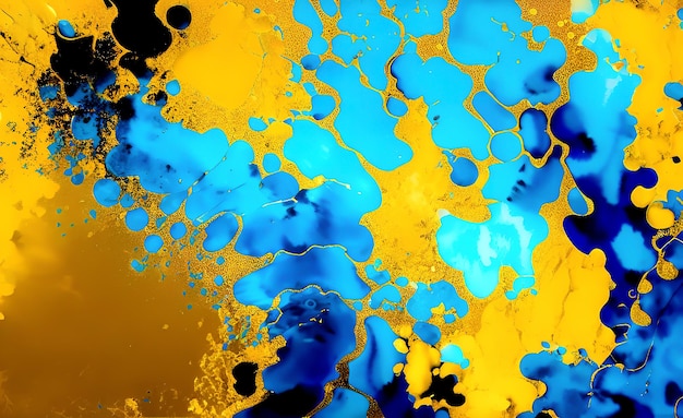 Une peinture bleue et jaune avec le mot art dessus