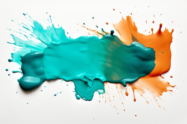 Peinture bleue et orange audacieuse et vibrante sur fond blanc ou PNG transparent