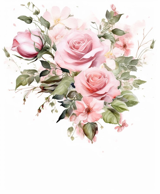 Peinture de bordure rose rose sur fond blanc IA générative