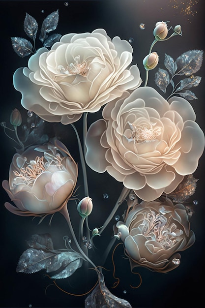 Peinture d'un bouquet de fleurs dans un vase ai générative