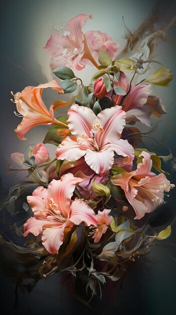 une peinture d'un bouquet de fleurs par un artiste peintre