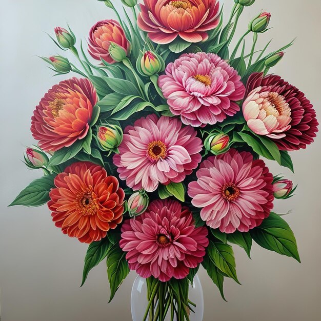 Peinture d'un bouquet de fleurs