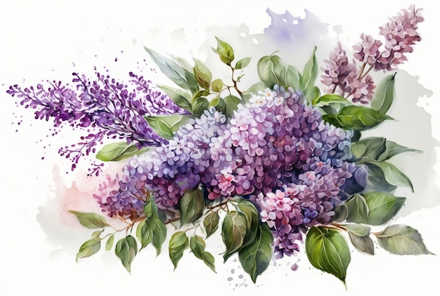 Une peinture d'un bouquet de lilas