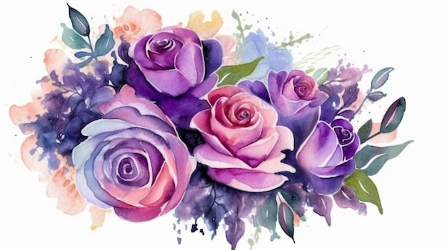 Une peinture d'un bouquet de roses.