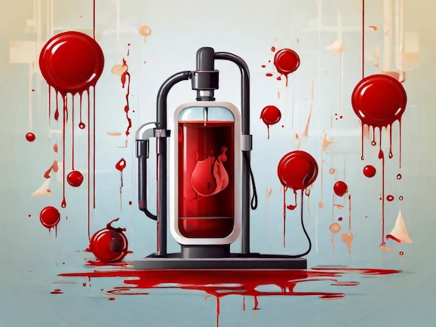 une peinture d'une bouteille avec du sang qui coule sur le côté