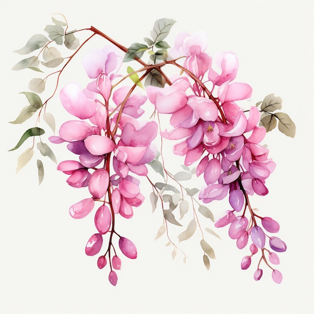 une peinture d’une branche fleurie rose avec le mot printemps dessus.