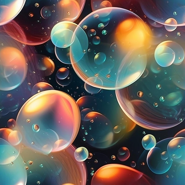 Une peinture de bulles avec les mots " bulles " dessus.