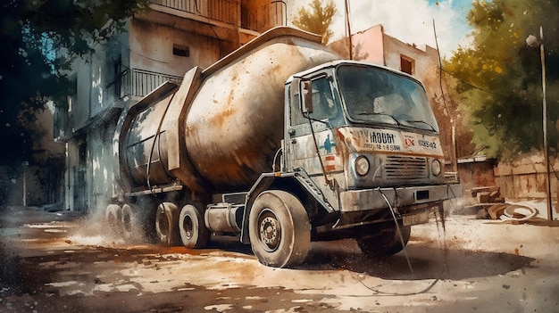 Une peinture d'un camion avec le mot " dieu " sur le côté.