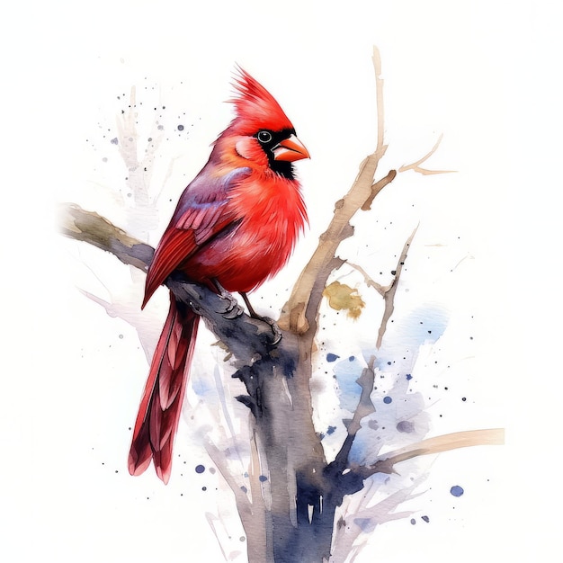 Une peinture d'un cardinal peinte à l'aquarelle.