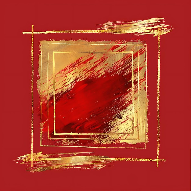 Photo une peinture d'un carré d'or et de rouge