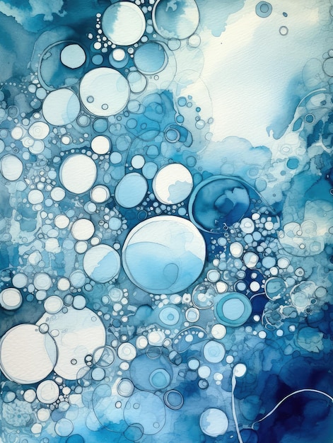 Une peinture de cercles bleus avec le mot