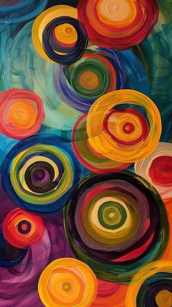 Une peinture de cercles multicolores