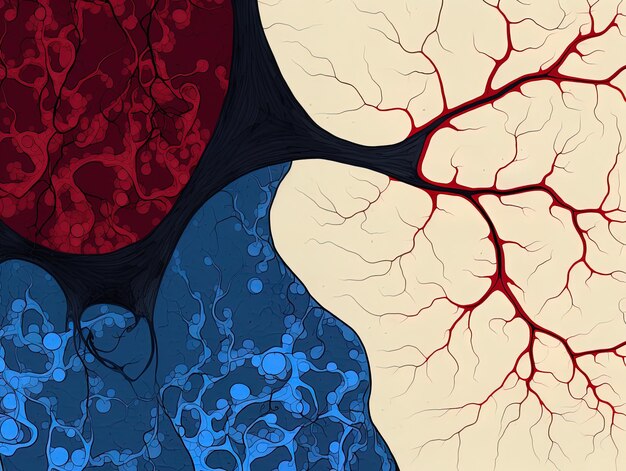 Photo une peinture d'un cerveau avec des veines rouges