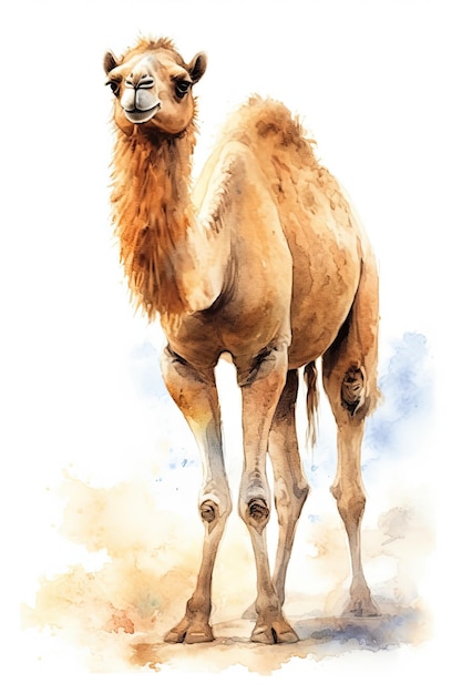 Une peinture d'un chameau d'Arabie style aquarelle AI générative