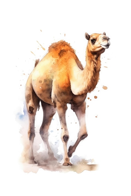 Une peinture d'un chameau d'Arabie style aquarelle AI générative