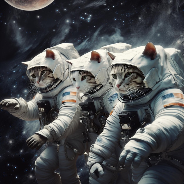 Une peinture d'un chat dans l'espace avec le mot espace dessus