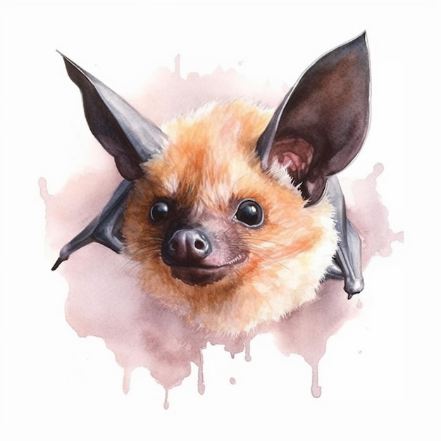 peinture d'une chauve-souris avec un gros nez et de grandes oreilles ai générative