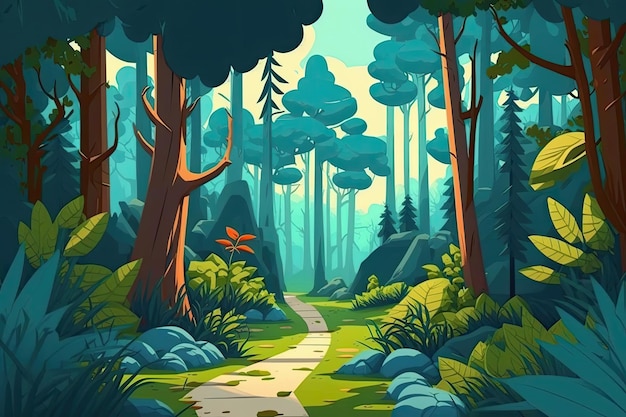 Peinture de chemin forestier serein avec un beau paysage Generative AI