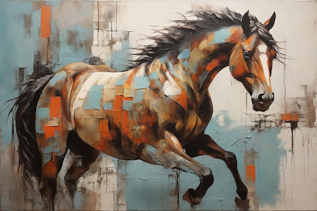 Photo peinture de cheval sur toile illustration dessinée à la main d'un cheval